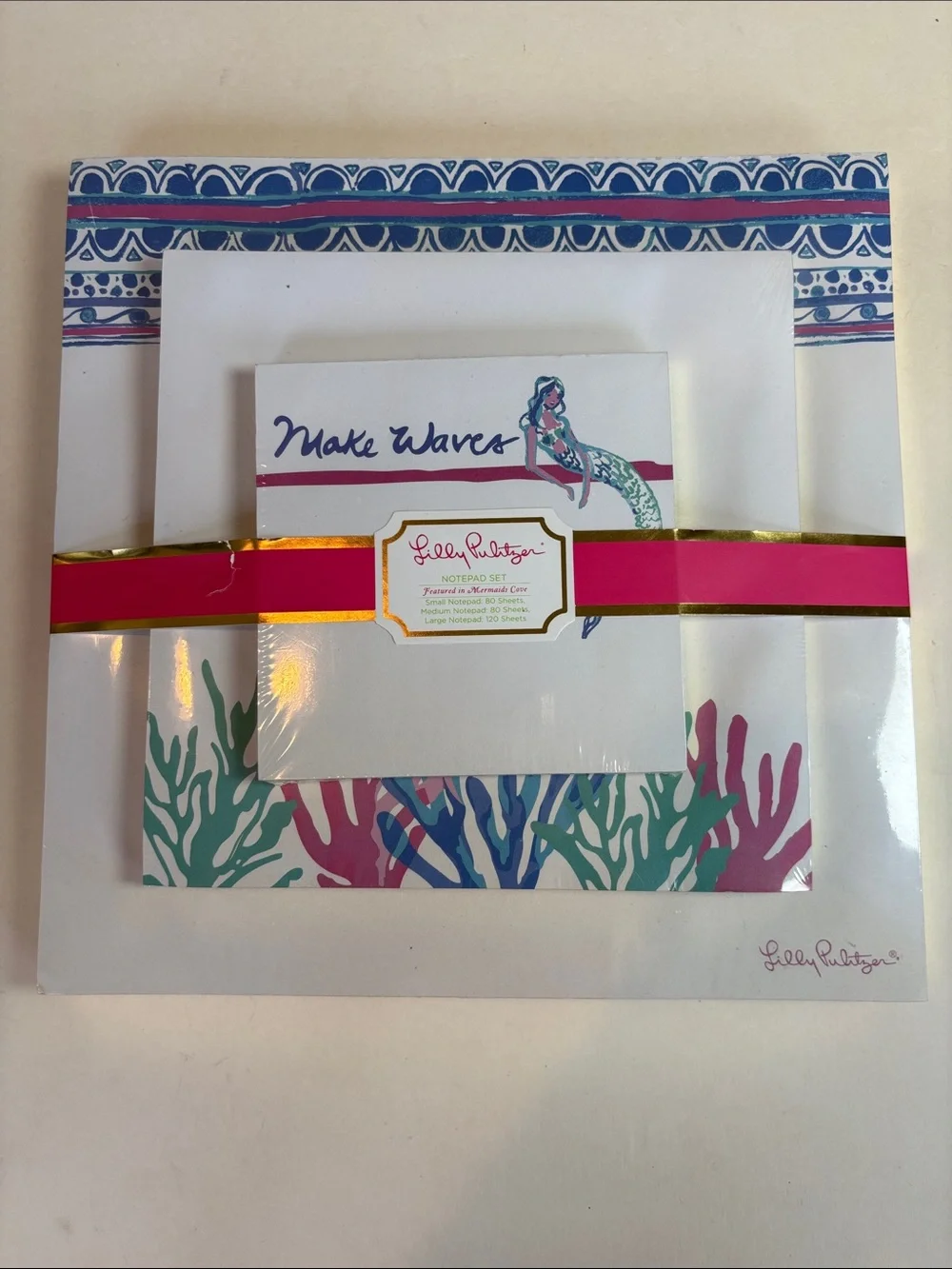 Lilly Pulitzer Notepad Set Mermaid Make Waves